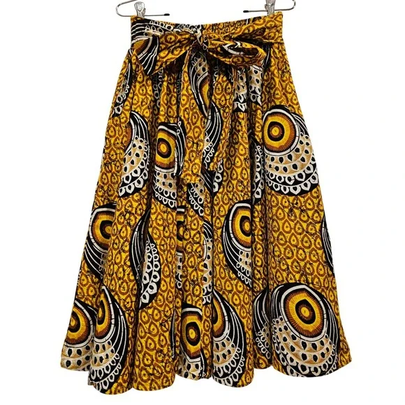 Advance Apparels Skirt African Print Midi Tie Waist Free Size Boho Festival - Picture 2 of 7
